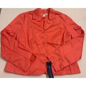 Vtg NWT Y2K Crazy Horse Liz Claiborne Coral 3-Button Jacket Cotton Size XL Women
